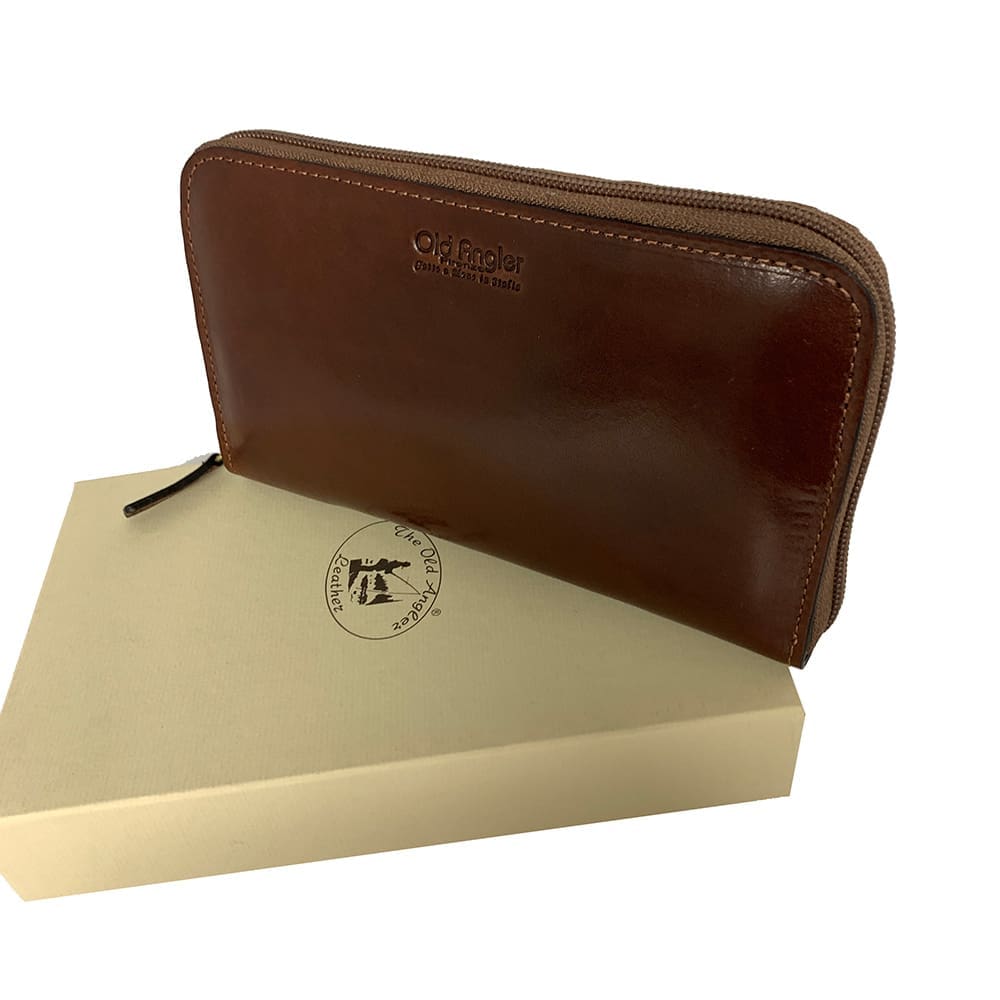 ארנק רוכסן מעור איטלקי יוקרתי 5576 Old Angler Italy – תמונה 2