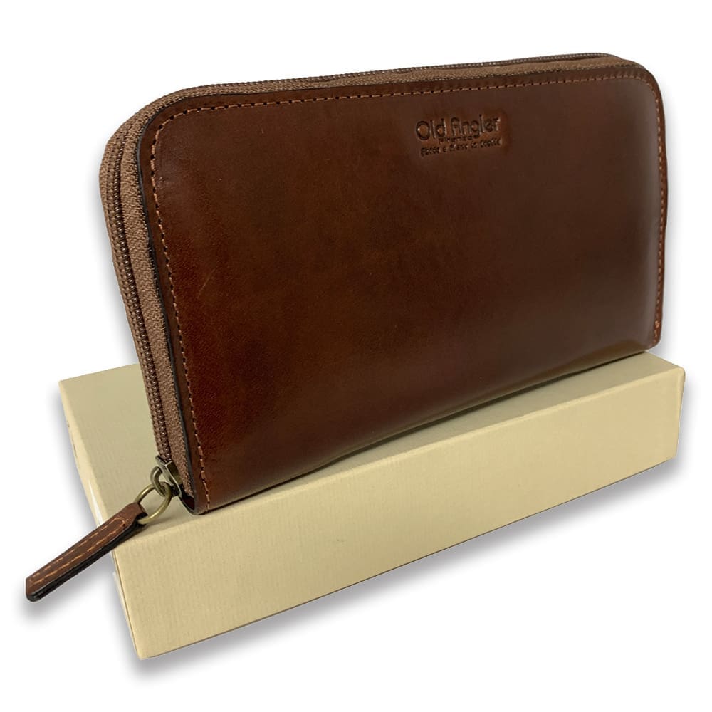 ארנק רוכסן מעור איטלקי יוקרתי 5576 Old Angler Italy – תמונה 3